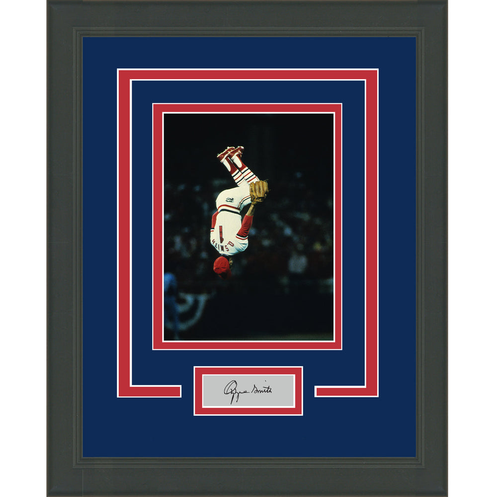 Framed Ozzie Smith Facsimile Laser Engraved Signature Auto St. Louis Cardinals 11x14 Baseball Photo (ONLINE ORDER ONLY)