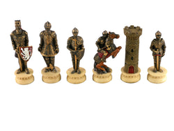 Chess Pieces - Knights in Armor Hand Painted Resin Chess Pieces (ONLINE ORDER ONLY)