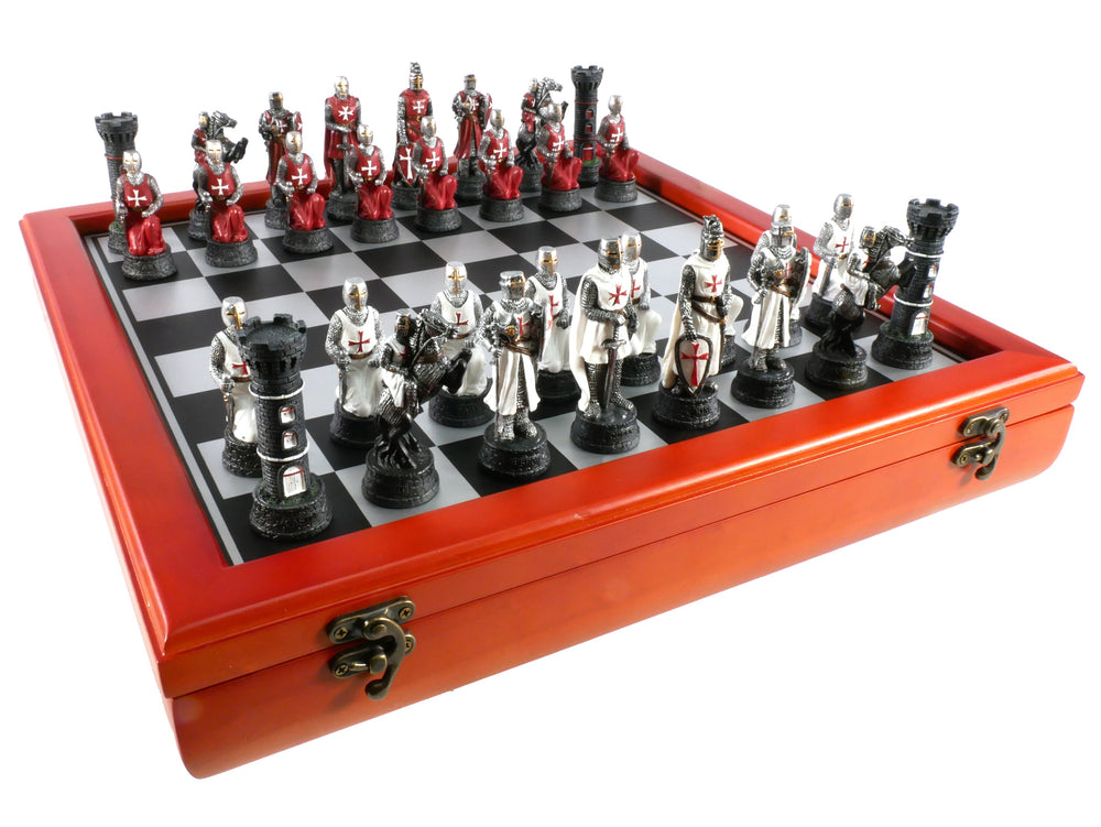 Chess Set - Resin on Cherry Stained Chest - Crusade IV (ONLINE ORDER ONLY)