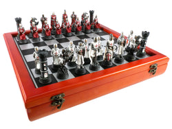 Chess Set - Resin on Cherry Stained Chest - Crusade IV (ONLINE ORDER ONLY)