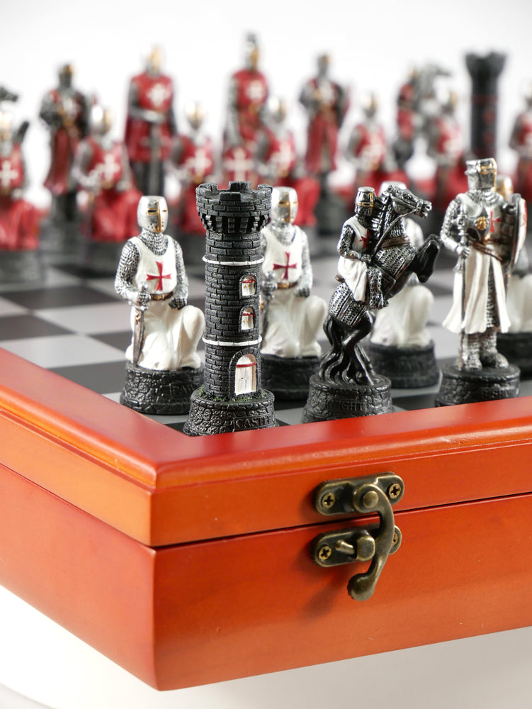 Chess Set - Resin on Cherry Stained Chest - Crusade IV (ONLINE ORDER ONLY)