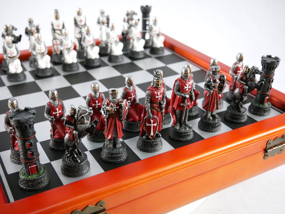 Chess Set - Resin on Cherry Stained Chest - Crusade IV (ONLINE ORDER ONLY)