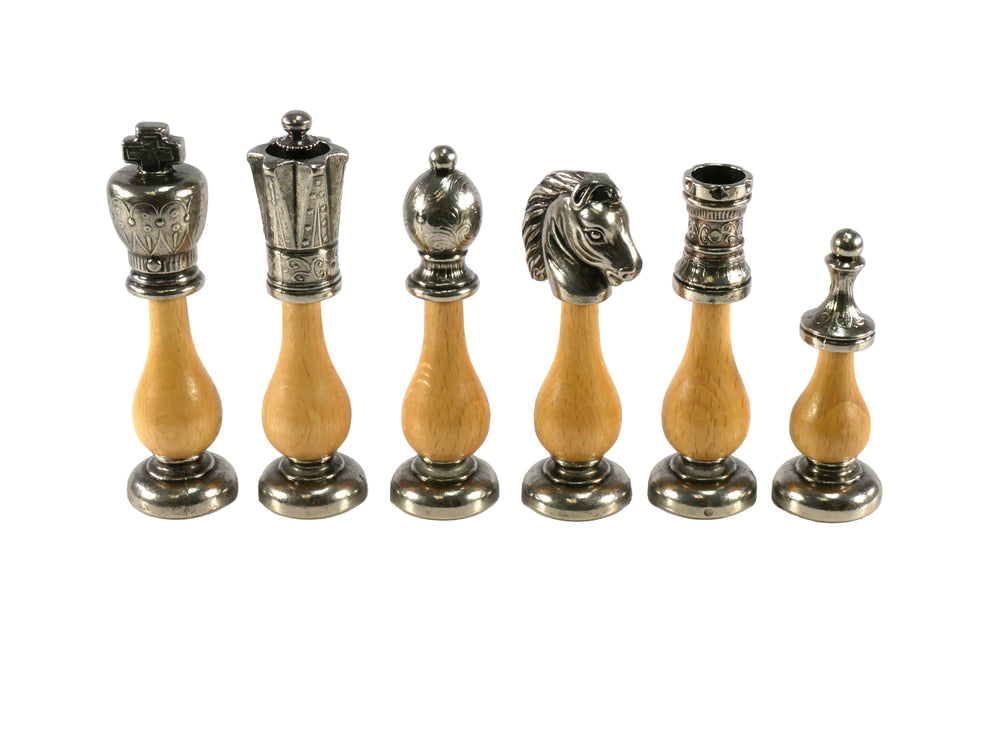 Chess Pieces - Big Staunton Metal and Wood Maple & Golden Rosewood Chess Pieces (ONLINE ORDER ONLY)