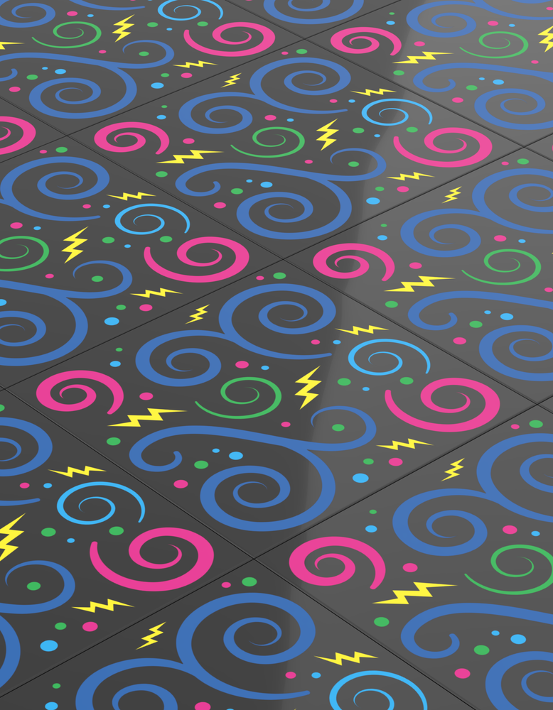 Custom 80's and 90's Arcade Carpet 6x6 Tiles (Swirls) Pack of 10 made with LEGO parts (Online Order Only)