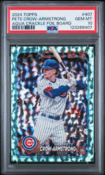 Graded 2024 Topps Pete Crow Armstrong #407 /399 Aqua Crackle Foil Board Rookie RC Baseball Card PSA 10 Gem Mint (ONLINE ORDER ONLY)