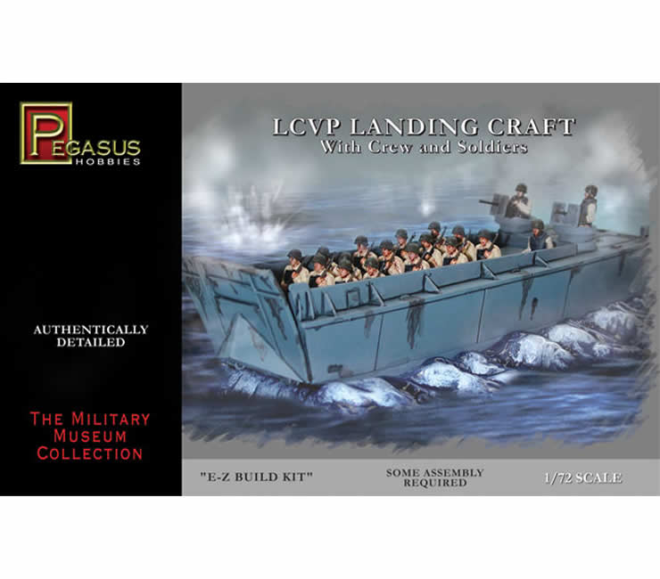 PEG7650 LCVP Landing Craft With Crew And Soldiers 1/72 Scale Plastic Model Kit (ONLINE ORDER ONLY)