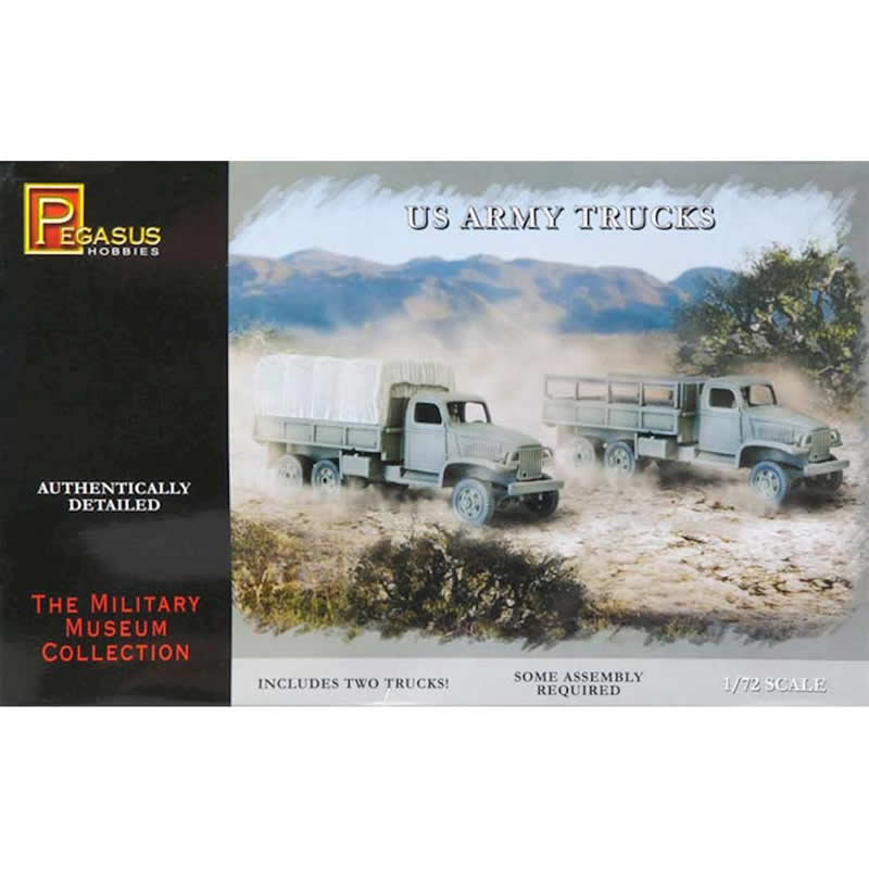 PEG7651 US Army Trucks 2pc 1/72 Scale Plastic Model Kit Pegasus Hobbies (ONLINE ORDER ONLY)