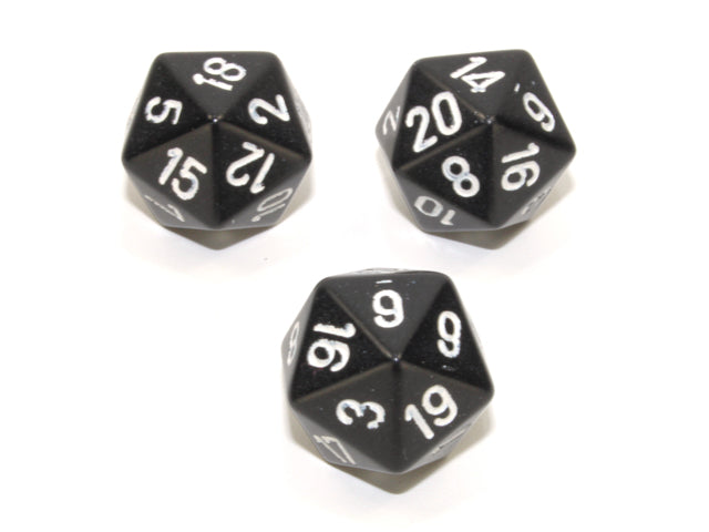 Single d20 Opaque Polyhedral Black/white d20 (Sold per die) (Online Only)