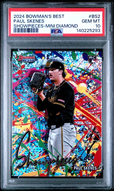 Graded 2024 Topps Bowmans Best Paul Skenes #BS2 Bowman Showpieces Mini Diamond Rookie RC Baseball Card PSA 10 Gem Mint