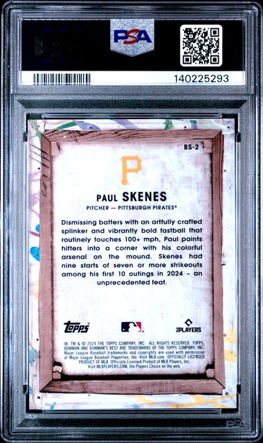 Graded 2024 Topps Bowmans Best Paul Skenes #BS2 Bowman Showpieces Mini Diamond Rookie RC Baseball Card PSA 10 Gem Mint
