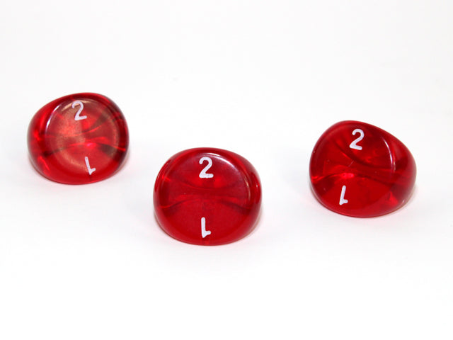 Translucent Polyhedral Red/white d3 | PT0304 | 3-Sided Dice (sold per die) (Online Only)