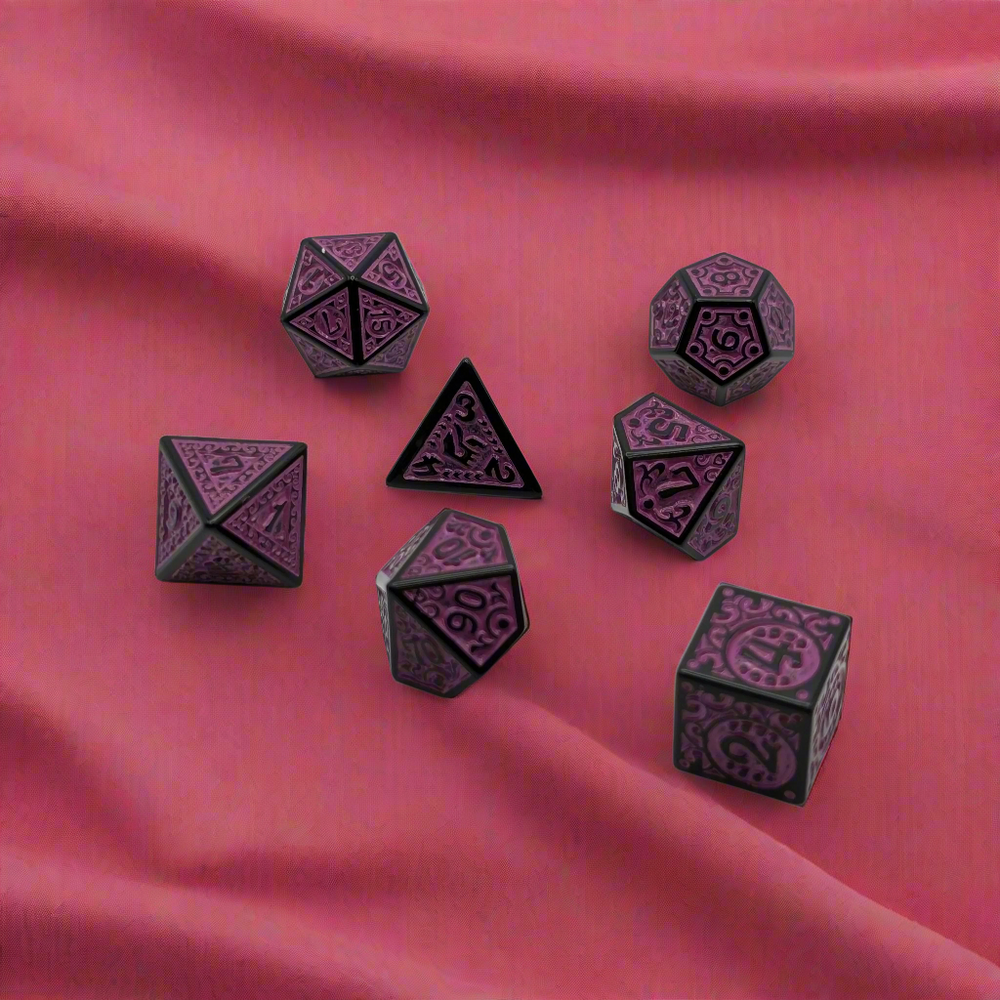 Magic Flame - Purple - 7 Piece DnD Dice Set | Acrylic RPG Gaming Dice