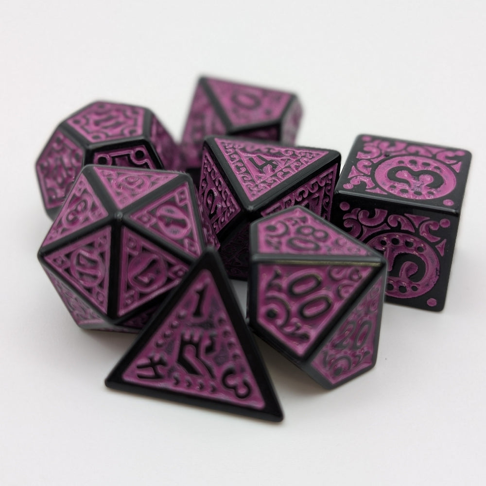Magic Flame - Purple - 7 Piece DnD Dice Set | Acrylic RPG Gaming Dice