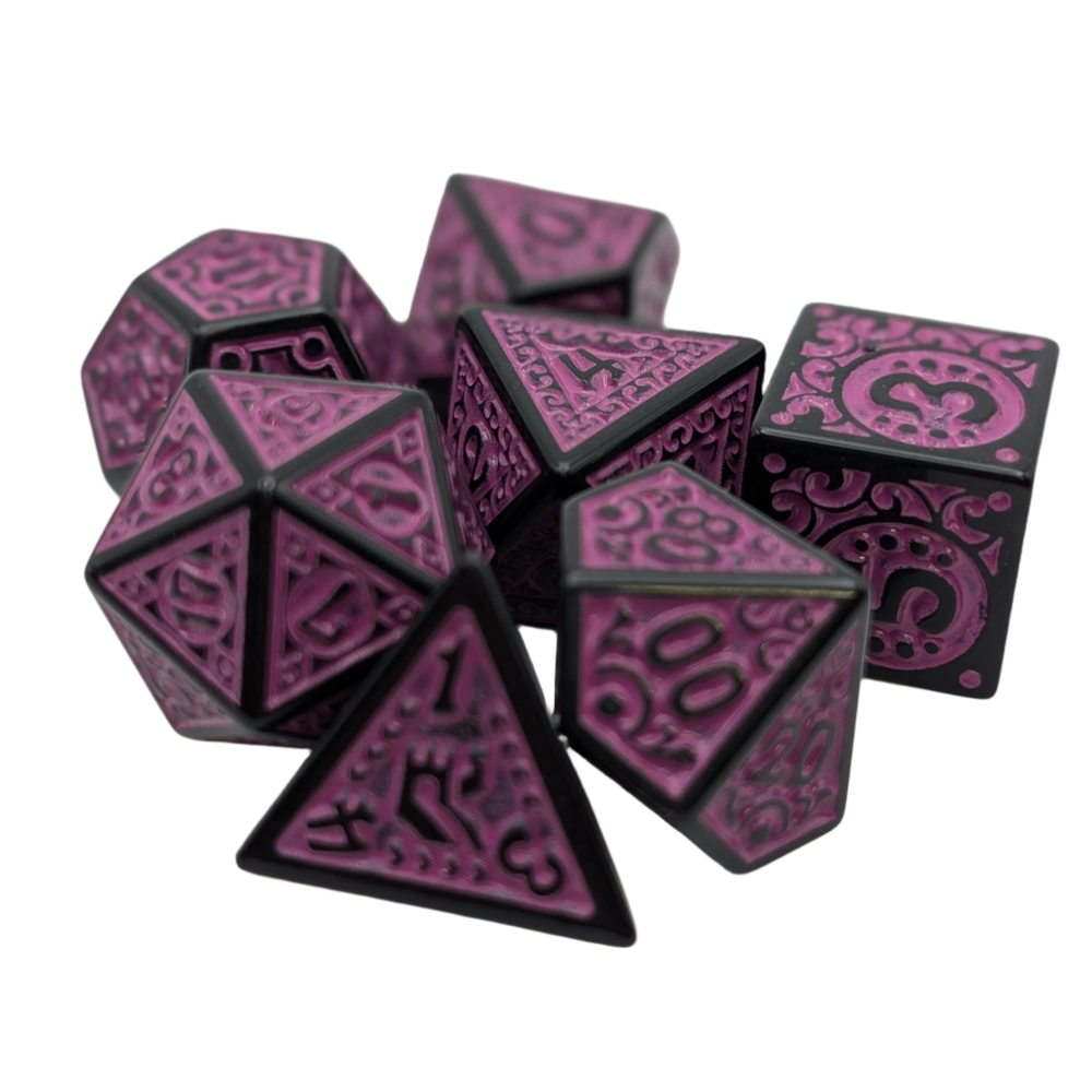 Magic Flame - Purple - 7 Piece DnD Dice Set | Acrylic RPG Gaming Dice