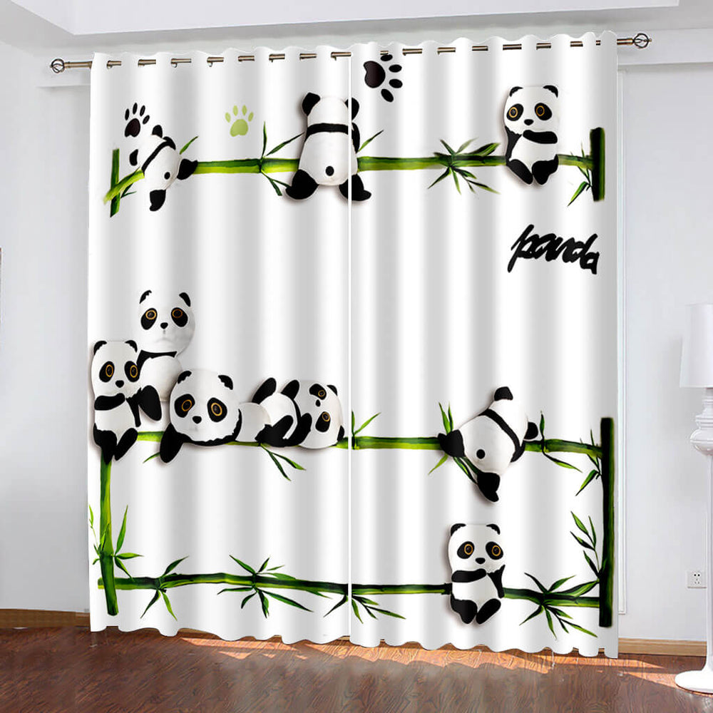 Panda Curtains Blackout Window Treatments Drapes for Room Decoration (Online Order Only)
