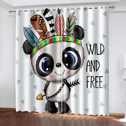 Panda Curtains Blackout Window Treatments Drapes for Room Decoration (Online Order Only)