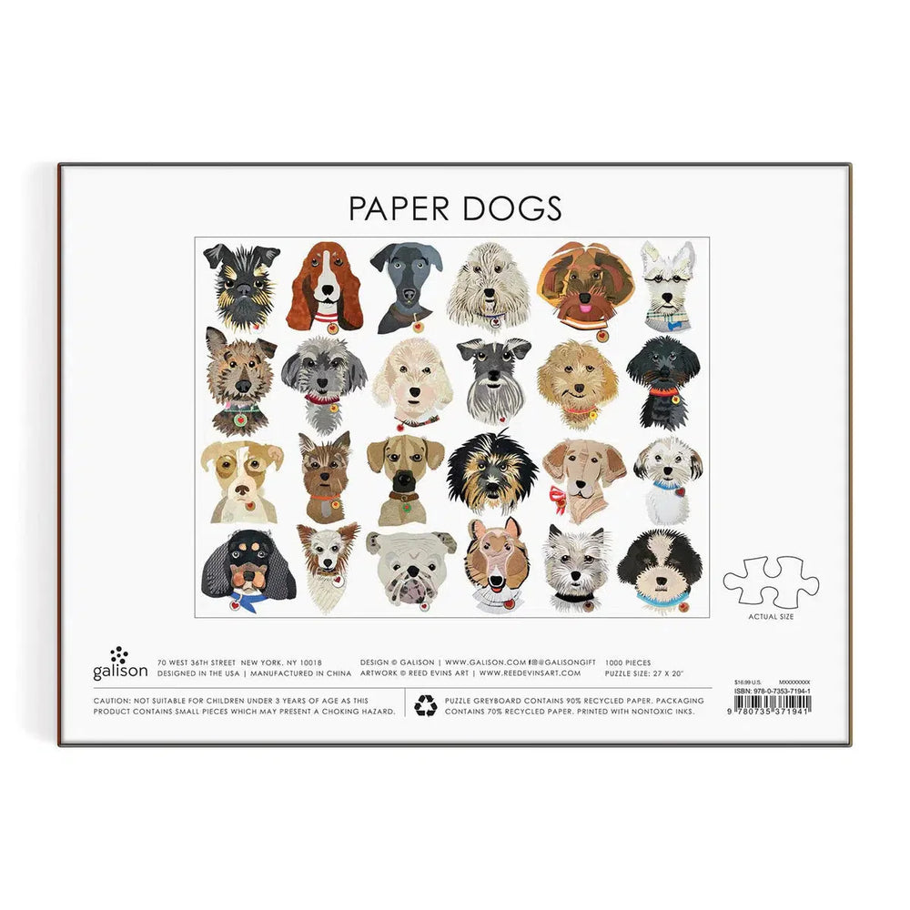 Paper Dogs 1000 Piece Jigsaw Puzzle Galison (ONLINE ORDER ONLY)