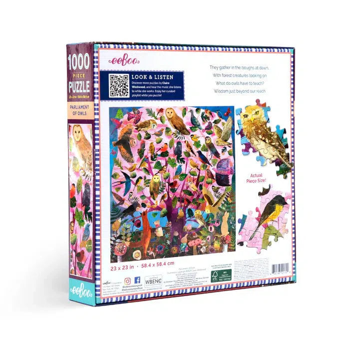 Parliament of Owls 1000 Piece Jigsaw Puzzle eeBoo (ONLINE ORDER ONLY)