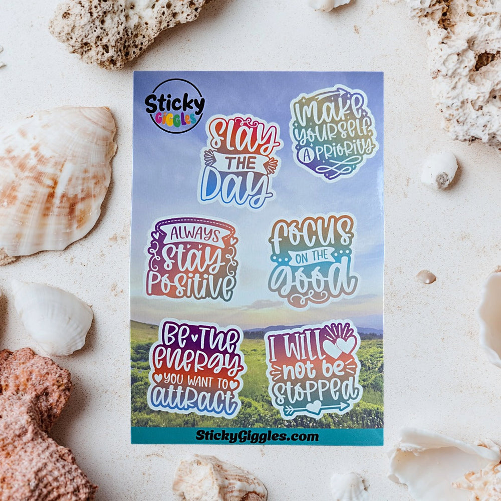 Pastel Positivity and Inspirational Sticker Sheet 6 Stickers (ONLINE ORDER ONLY)