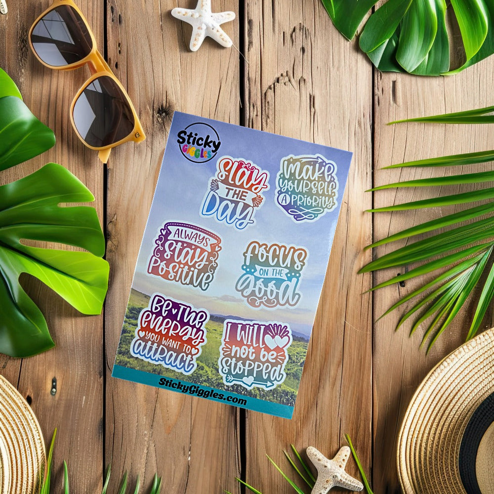 Pastel Positivity and Inspirational Sticker Sheet 6 Stickers (ONLINE ORDER ONLY)