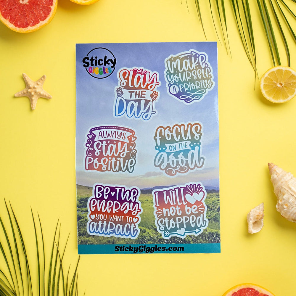 Pastel Positivity and Inspirational Sticker Sheet 6 Stickers (ONLINE ORDER ONLY)