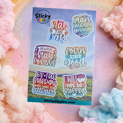 Pastel Positivity and Inspirational Sticker Sheet 6 Stickers (ONLINE ORDER ONLY)