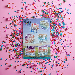 Pastel Positivity and Inspirational Sticker Sheet 6 Stickers (ONLINE ORDER ONLY)