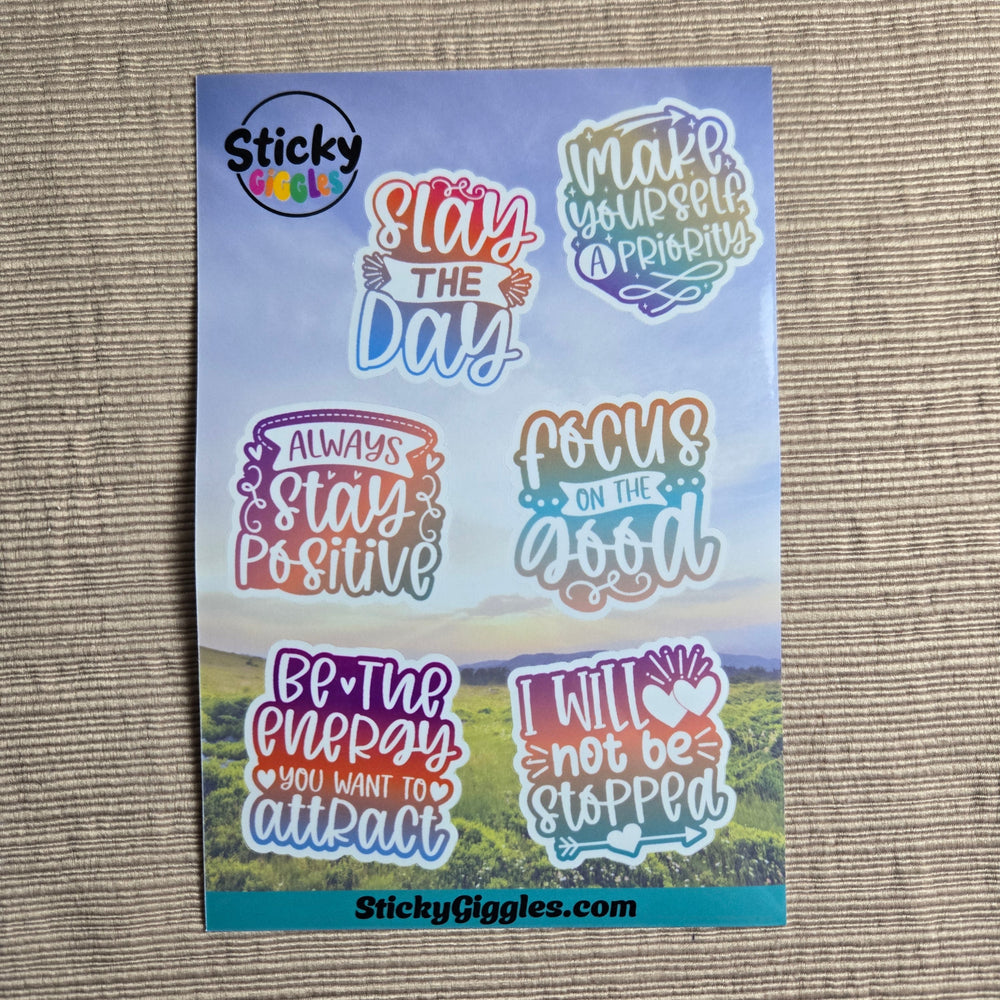 Pastel Positivity and Inspirational Sticker Sheet 6 Stickers (ONLINE ORDER ONLY)