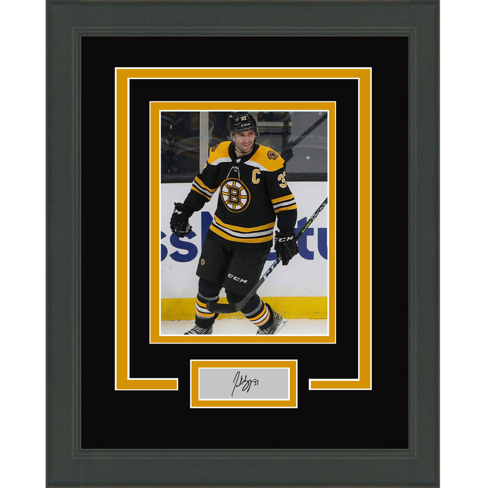 Framed Patrice Bergeron Facsimile Laser Engraved Signature Auto Boston Bruins 11x14 Hockey Photo (ONLINE ORDER ONLY)