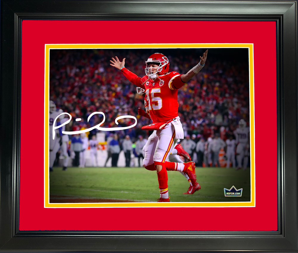 Framed Patrick Mahomes Kansas City Chiefs Facsimile Laser Engraved Signature Auto 11"x14" Football Photo HOFSM Holo (ONLINE ORDER ONLY)