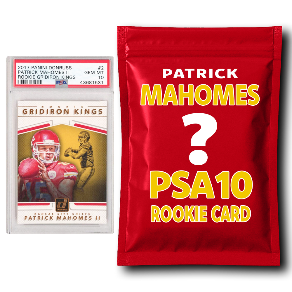 Patrick Mahomes PSA 10 Graded Football Rookie Card Mystery Pack (ONLINE ORDER ONLY)