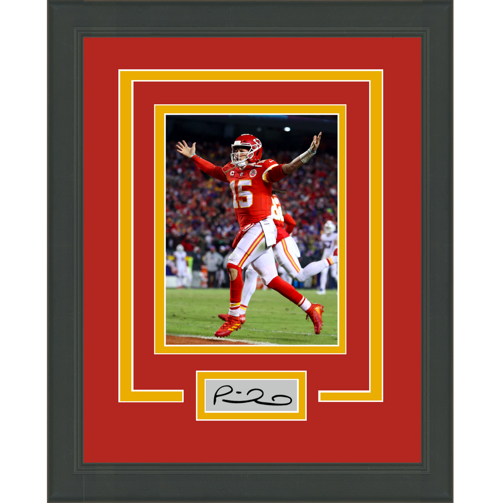 Framed Patrick Mahomes Facsimile Laser Engraved Signature Auto Kansas City Chiefs 11x14 Football Photo #2 (ONLINE ORDER ONLY)