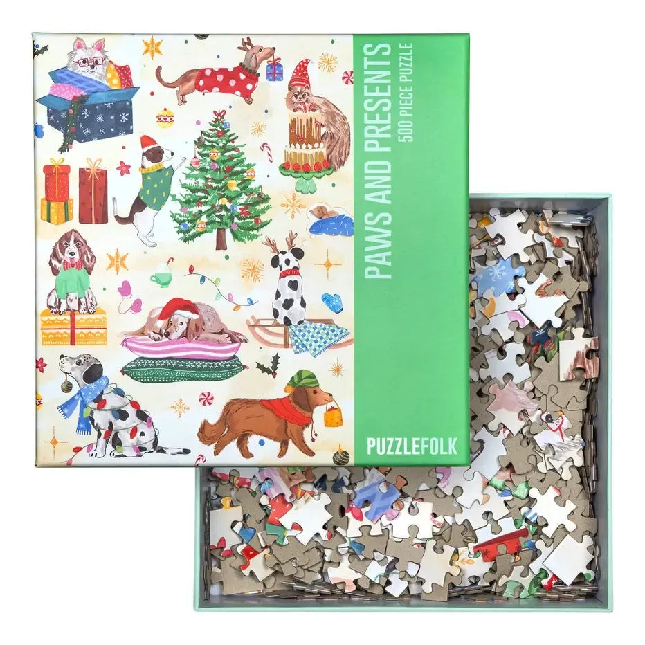 Paws & Presents 500 Piece Jigsaw Puzzle PuzzleFolk (ONLINE ORDER ONLY)