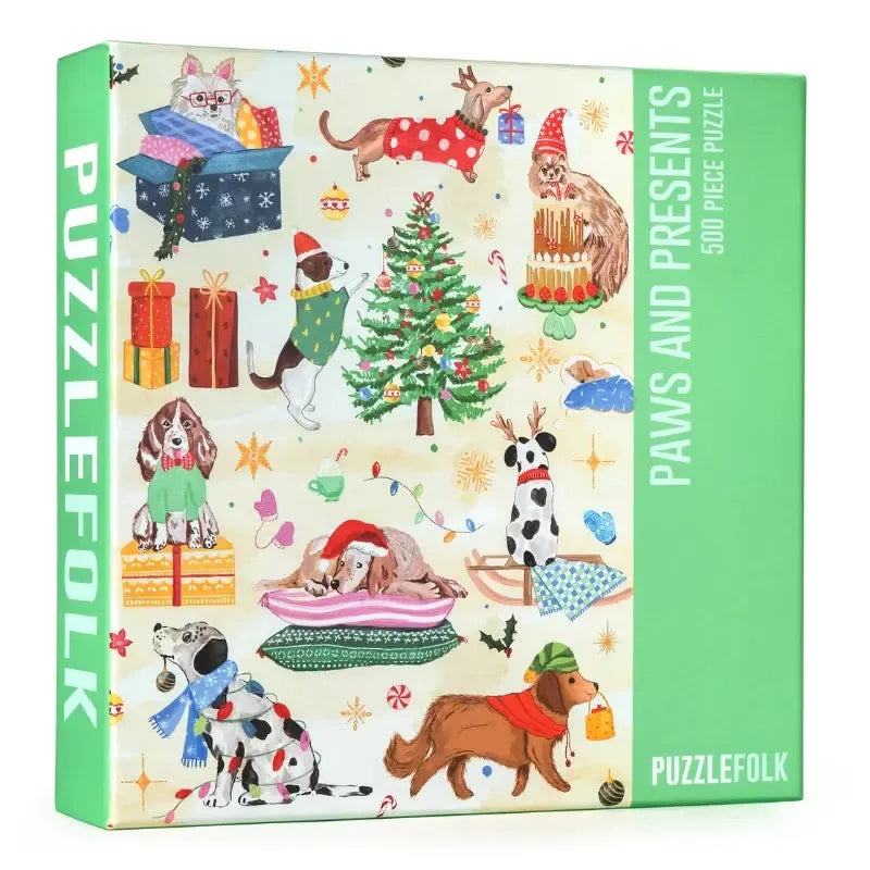 Paws & Presents 500 Piece Jigsaw Puzzle PuzzleFolk (ONLINE ORDER ONLY)