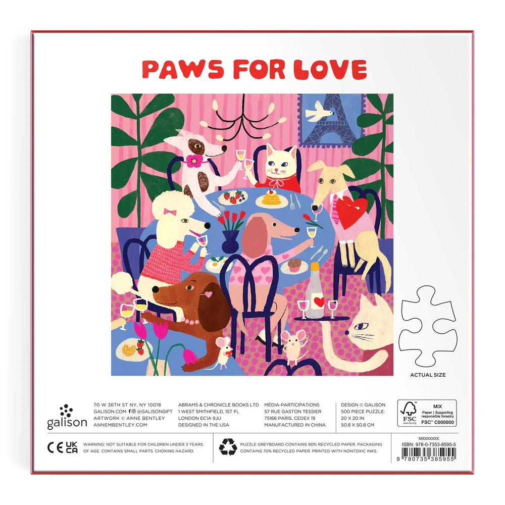 Paws for Love 500 Piece Jigsaw Puzzle Galison (ONLINE ORDER ONLY)