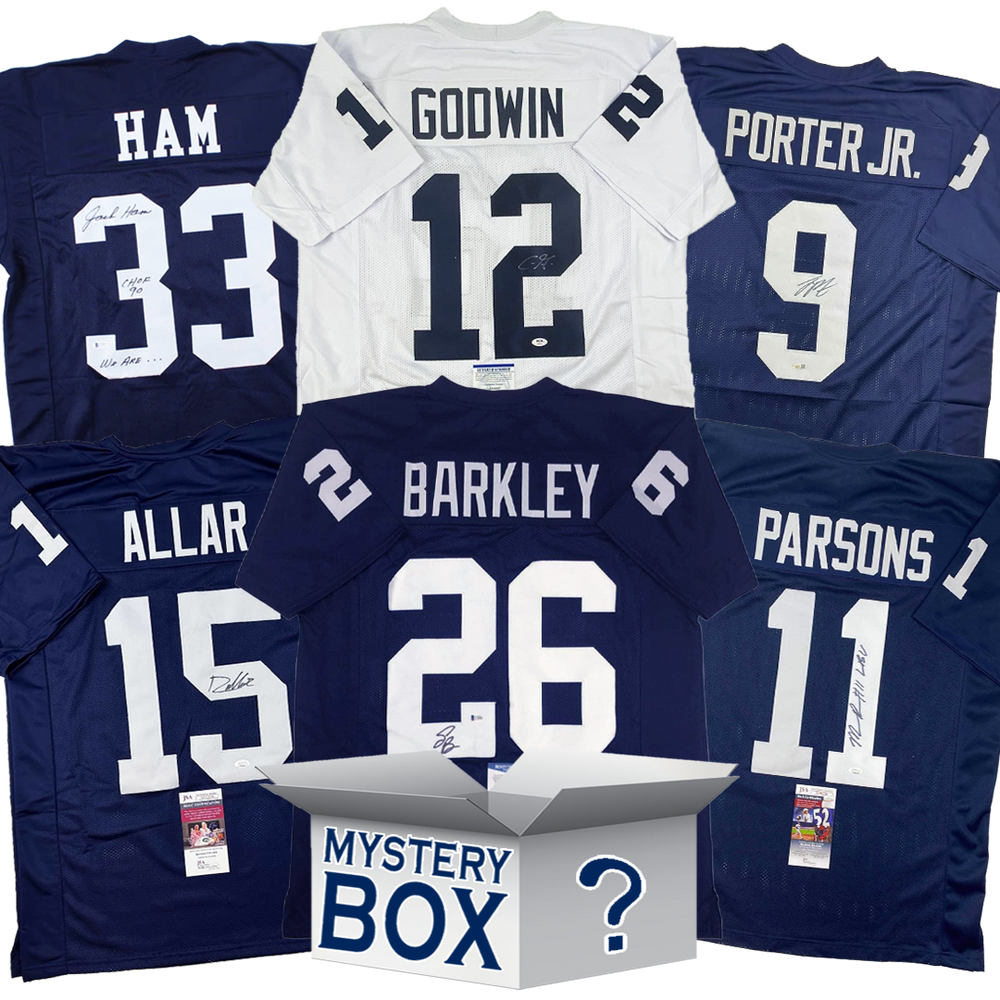 Autographed/Signed Penn State University College Football Jersey Mystery Box with PSA JSA or Beckett COA
