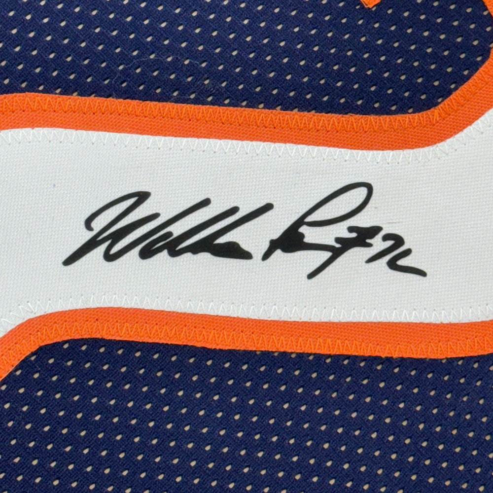 Framed Facsimile Autographed William Perry 35x39 The Refrigerator Chicago Blue Reprint Laser Auto Football Jersey (ONLINE ORDER ONLY)