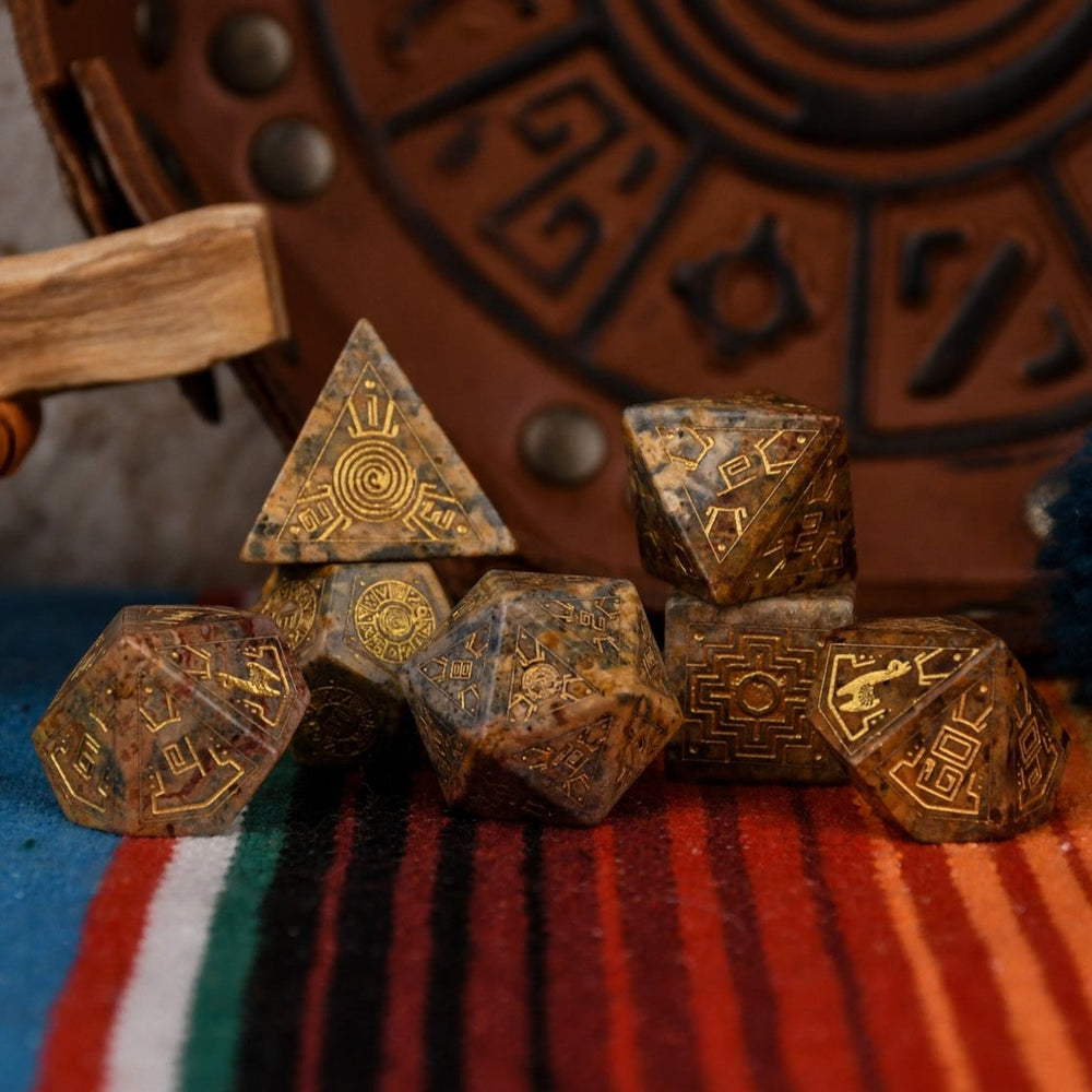 Pre-Order || Peruvian Leopard Jasper Stone Dice Set