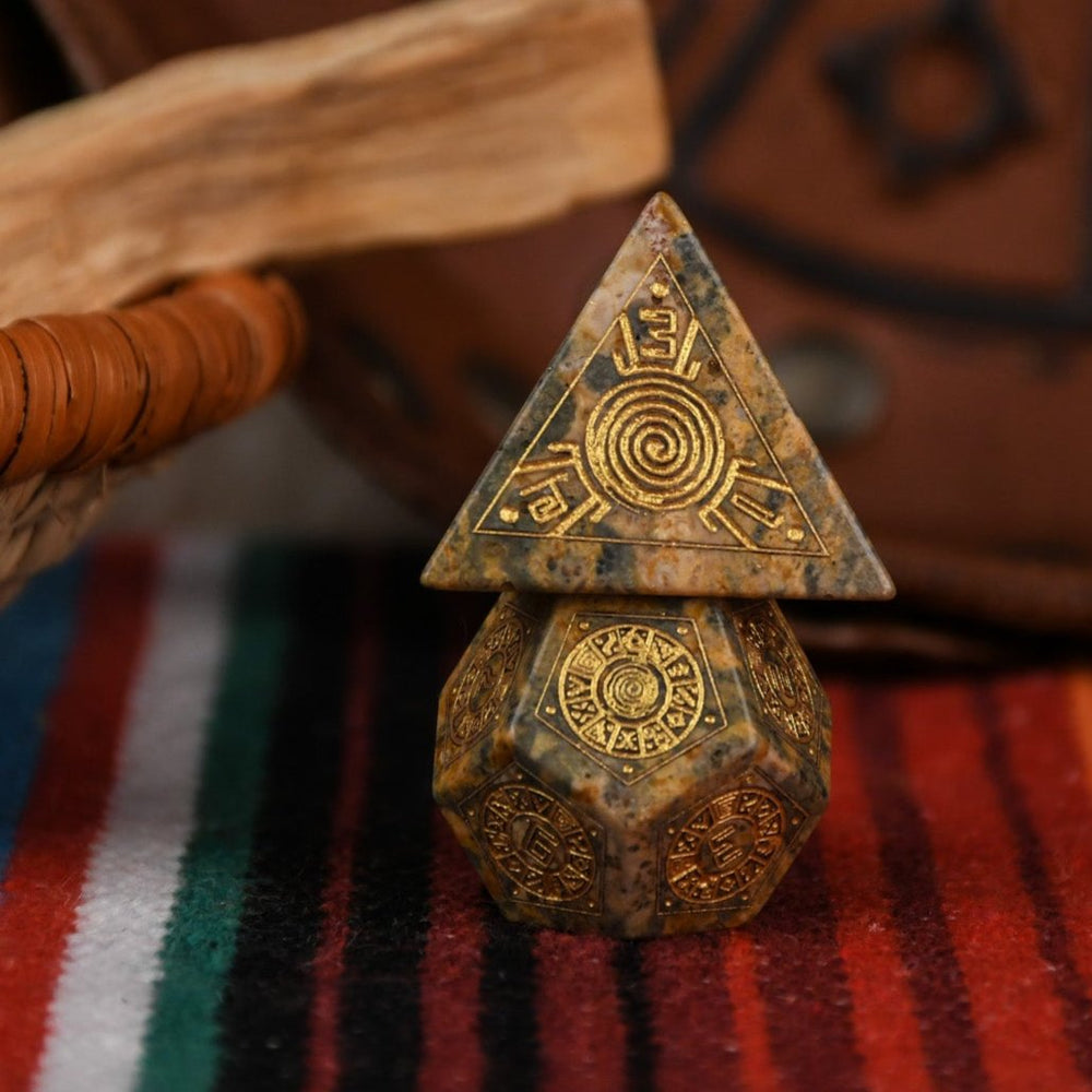 Pre-Order || Peruvian Leopard Jasper Stone Dice Set