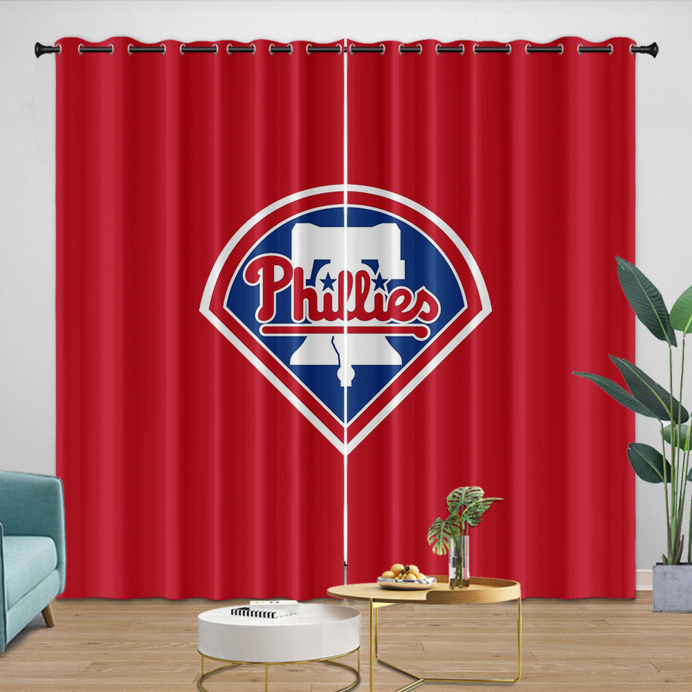 Philadelphia Phillies Curtains Blackout Window Drapes Room Decoration (Online Order Only)