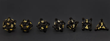 Black w/Gold Deadly Skull Dice Hollow Metal 7-Dice Set (Online Only)