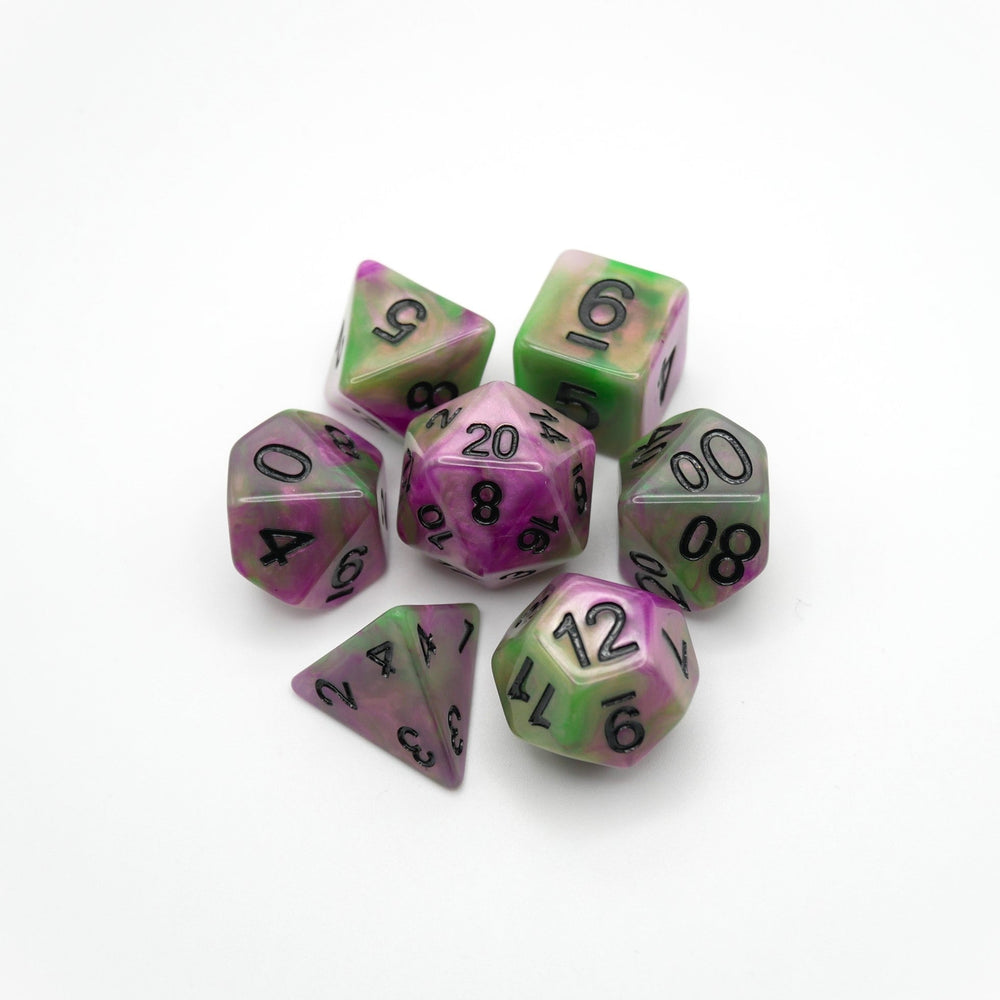 Poison Petals - 7 Piece DnD Dice Set | Acrylic RPG Gaming Dice (ONLINE ORDER ONLY)