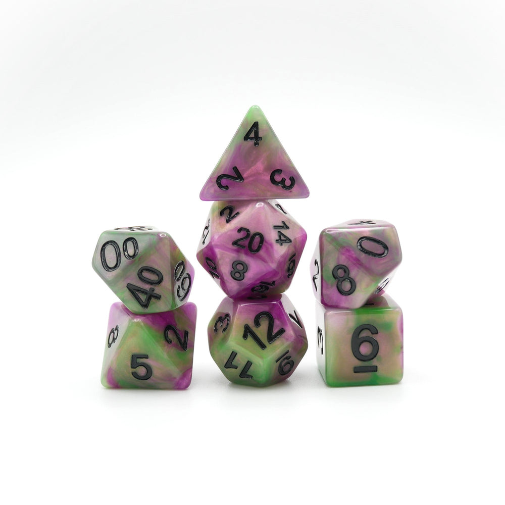 Poison Petals - 7 Piece DnD Dice Set | Acrylic RPG Gaming Dice (ONLINE ORDER ONLY)