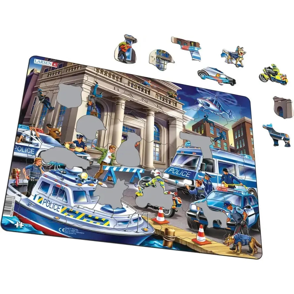 Police Catching the Bank Robbers 43 Piece Tray Jigsaw Puzzle Larsen (ONLINE ORDER ONLY)