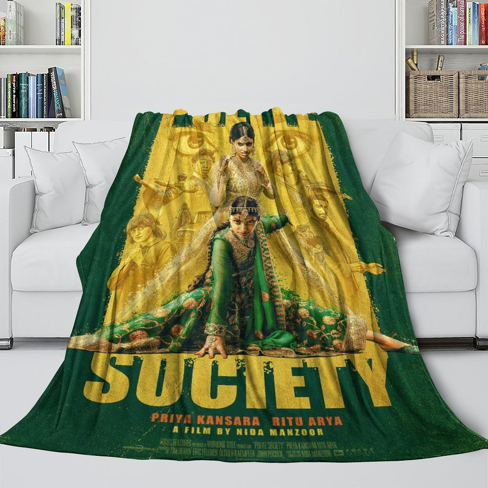 Polite Society Blanket Pattern Flannel Throw Room Decoration (Online Order Only)