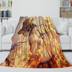 Portgas D. Ace Blanket Flannel Throw Kids Room Decoration (ONLINE ORDER ONLY)