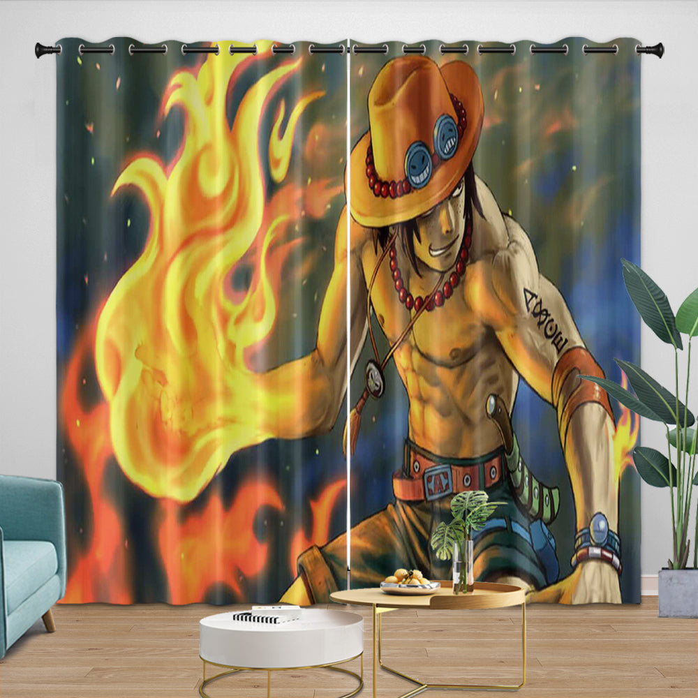 Portgas D. Ace Curtains Blackout Kids Room Window Drapes (ONLINE ORDER ONLY)