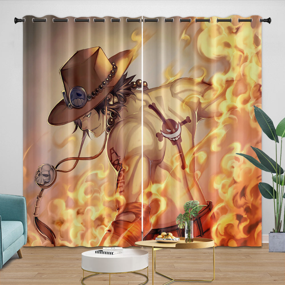 Portgas D. Ace Curtains Blackout Kids Room Window Drapes (ONLINE ORDER ONLY)