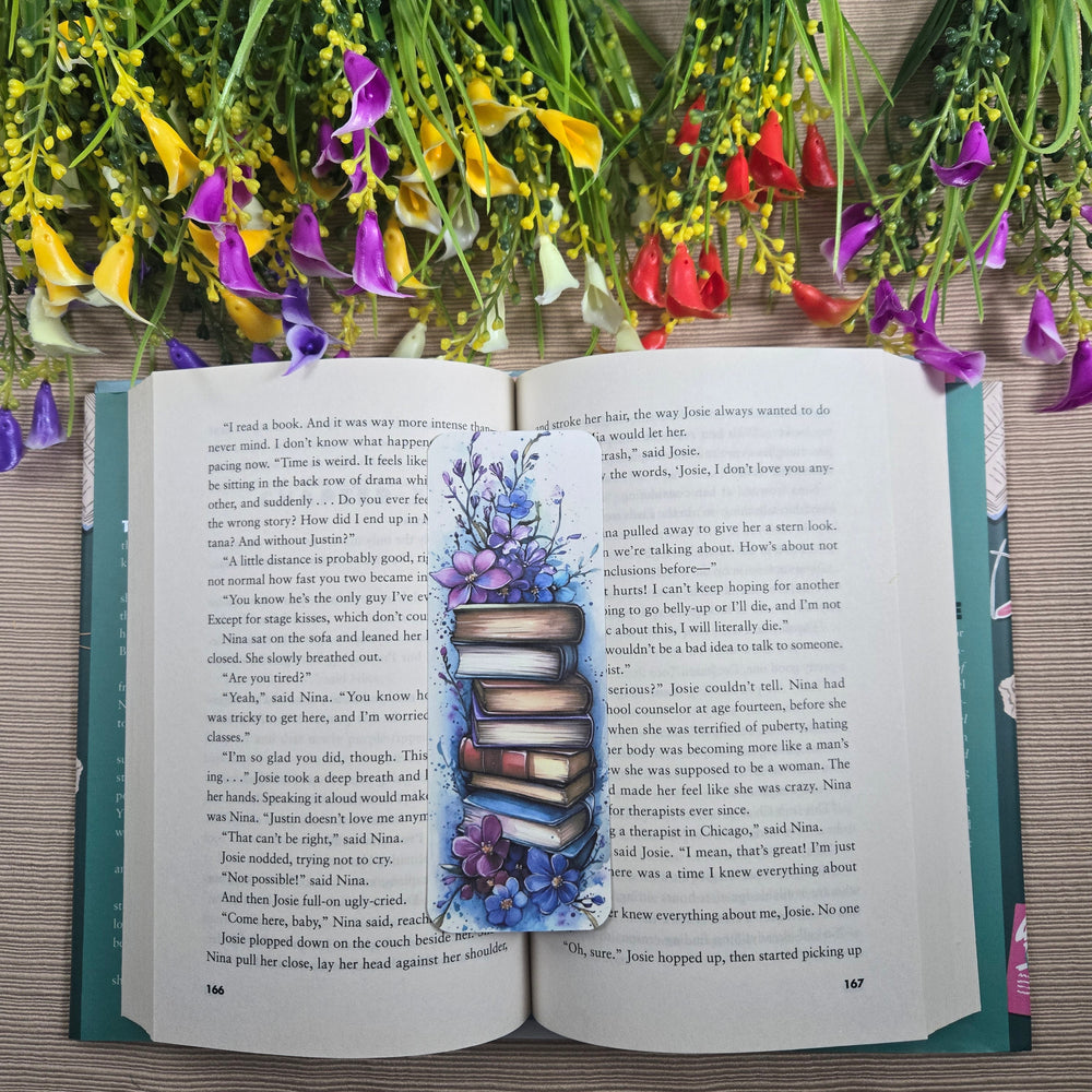 Beautiful Flowers on Books Bookmark (ONLINE ORDER ONLY)