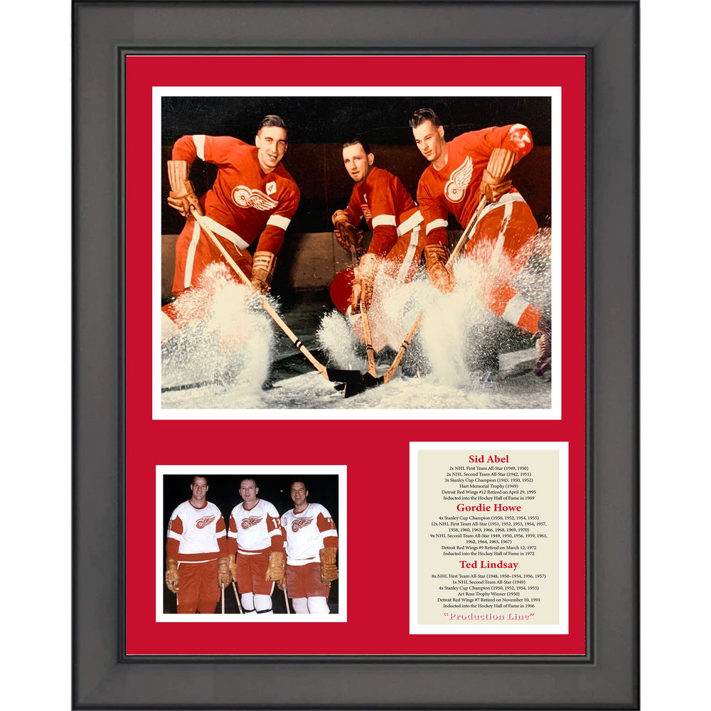 Framed Gordie Howe, Ted Lindsay, Sid Abel Detroit Red Wings Production Line 11"x14" Hockey Three Photo Collage (ONLINE ORDER ONLY)